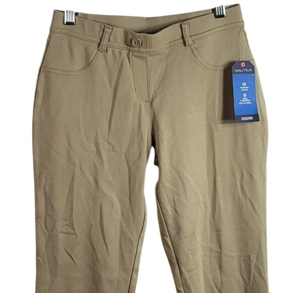 Nautica School Uniform Jeggings Khaki SZ 16 Pants Flat Front Pull On Pockets NWT - Picture 2 of 7